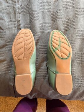 Women’s Mint Green Slip-On Flats with Low Block Heel